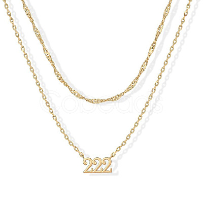 304 Stainless Steel Figure Pendant Double Layer Necklaces for Women FS-WGF1C2D-02-1