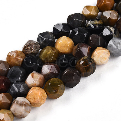 Natural Petrified Wood Beads Strands G-T139-8mm-52-1