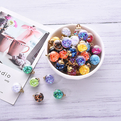 45Pcs 15 Colors Glass Ball Pendants GLAA-YW0001-17-1