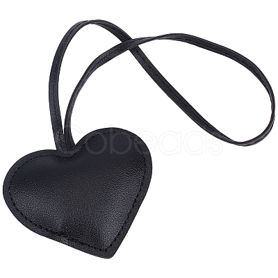 PU Leather Heart Pendant Decorations HJEW-CL0001-12B-1