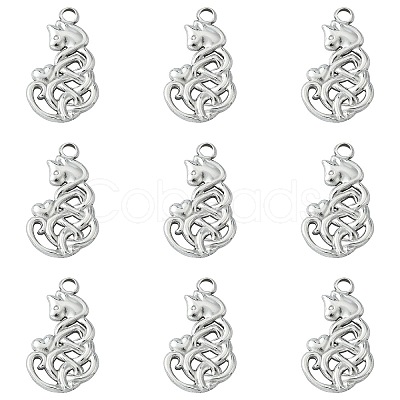 10Pcs 201 Stainless Steel Pendants STAS-CJ0002-34-1