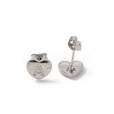 Rack Plating Brass Micro Pave Clear Cubic Zirconia Stud Earrings EJEW-K299-01P-A-1