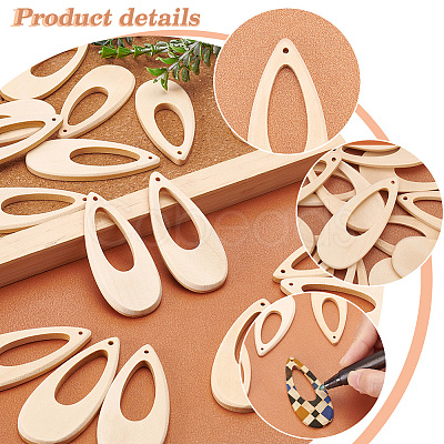 2 Sets Hollow Wooden Big Pendants WOOD-PH0002-28-1