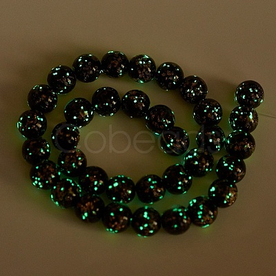 Handmade Gold Sand Lampwork Beads Strands LAMP-P051-L04-12mm-1