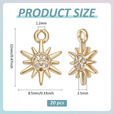 20Pcs Brass Glass Charms KK-BC0014-95-1