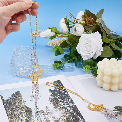 2Pcs 2 Styles Alloy Moon with Yoga Charm Pendant Decorations HJEW-DC00115-1