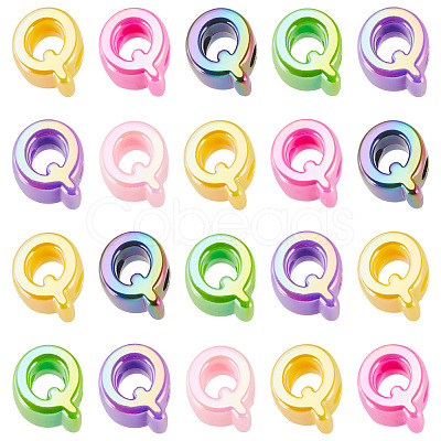 20Pcs UV Plating Opaque Acrylic European Beads OACR-TADJ0001-16Q-1