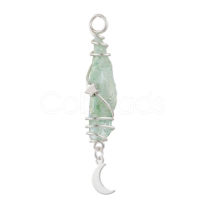 3Pcs 3 Styles Electroplated Natural Quartz Crystal Nuggets Copper Wire Wrapped Pendants PALLOY-JF03128-08-1