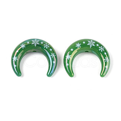 Christmas UV Plating Printed Opaque Acrylic Beads MACR-N018-07C-1