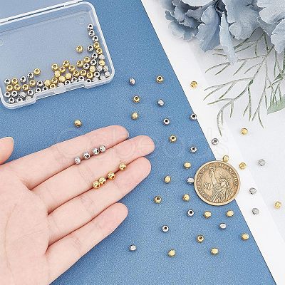 100Pcs 2 Color 304 Stainless Steel Beads STAS-UN0036-81-1