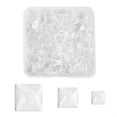 150Pcs 3 Styles Transparent Glass Square Cabochons GGLA-SZ0001-31-1