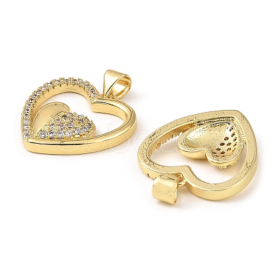 Rack Plating Brass Micro Pave Clear Cubic Zirconia Pendants KK-M253-05G-1