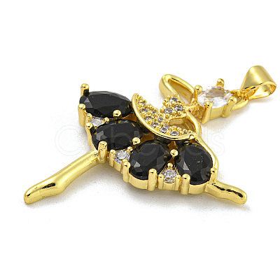 Rack Plating Brass Micro Pave Cubic Zirconia Pendants KK-G513-94G-03-1