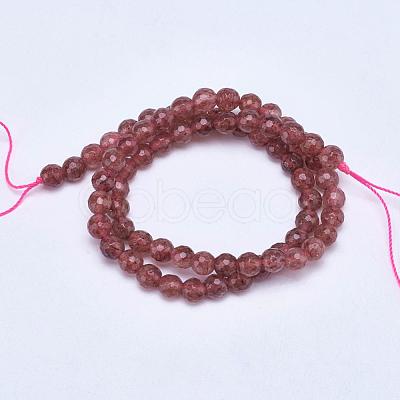 Natural Strawberry Quartz Bead Strands G-P213-09-6mm-1