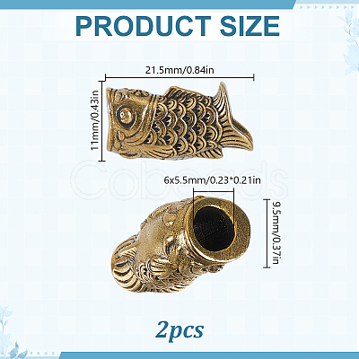 2Pcs Brass European Beads KK-HY0004-63AG-1