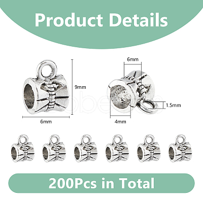 200Pcs Tibetan Style Alloy Tube Bails FIND-DC0005-76-1