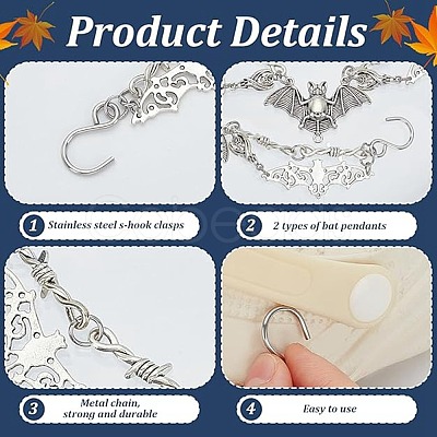 2Pcs Alloy Bat Shoes Chain AJEW-FG0004-50A-1