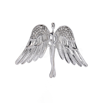Large Wings Angel Alloy Crystal Rhinestone Brooch PW-WG8AAF4-02-1