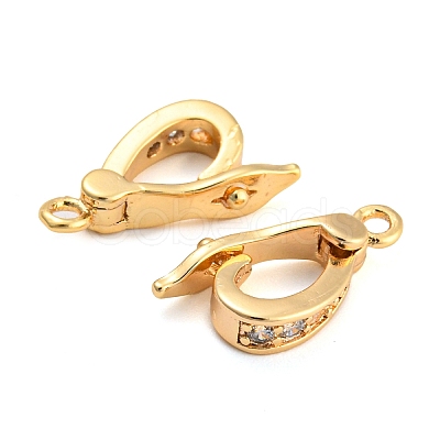 Brass Pave Clear Glass Twister Clasps KK-D048-01G-1