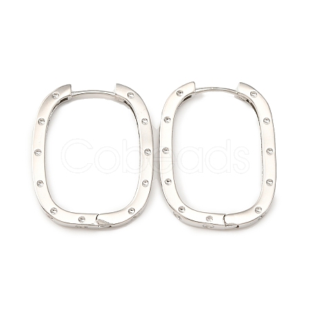 Brass Oval with Polka Dot Hoop Earrings for Woman EJEW-F314-02C-P-1