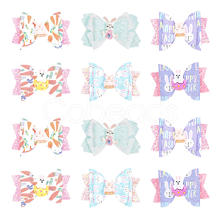 4 Sets 2 Style Baby Girl Hair Bowknot with Bunny Alligator Hair Clips Set MRMJ-GL0001-04-1