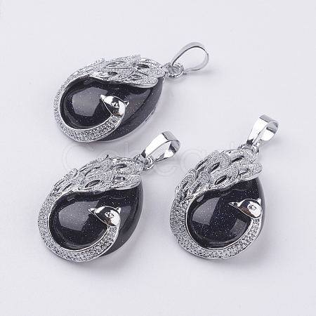 Synthetic Blue Goldstone Pendants G-E442-04I-1