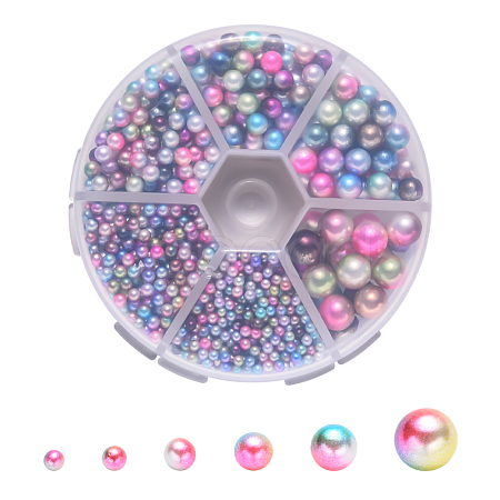 Rainbow Acrylic Imitation Pearl Beads OACR-YW0001-04-A-1