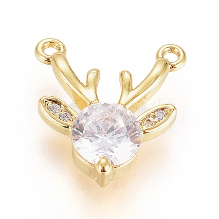 Christmas Brass Micro Pave Cubic Zirconia Pendants ZIRC-G166-03G-1