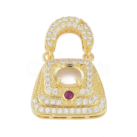 Brass Micro Pave Clear Cubic Zirconia Pendant Cabochon Settings KK-U026-06G-1
