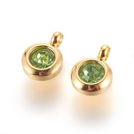 304 Stainless Steel Rhinestone Charms X-STAS-P237-10G-04-1