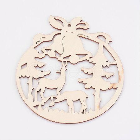 Undyed Wooden Pendants WOOD-K005-04-1
