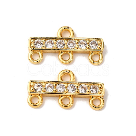 Rack Plating Brass Micro Pave Clear Cubic Zirconia Rectangle Chandelier Component Links KKB-L215-037G-1