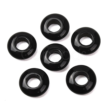 Natural Obsidian European Beads G-C134-01J-1