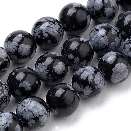 Natural Snowflake Obsidian Beads Strands G-S259-20-6mm-1
