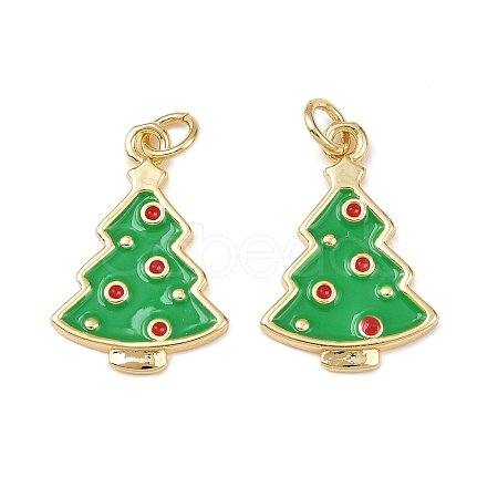 Christmas Brass Enamel Pendants KK-L255-17G-05-1