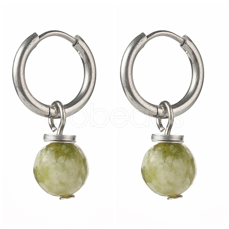 Natural Qinghai Jade Beads Earrings for Girl Women Gift EJEW-JE04607-02-1