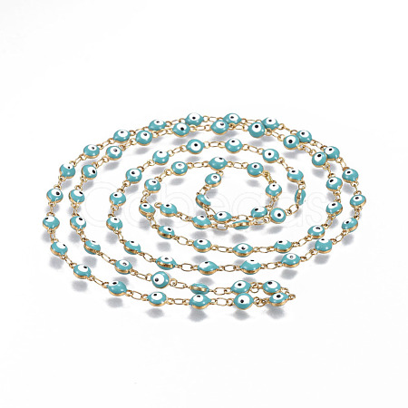 3.28 Feet 304 Stainless Steel Enamel Chains X-CHS-P006-02G-02-1