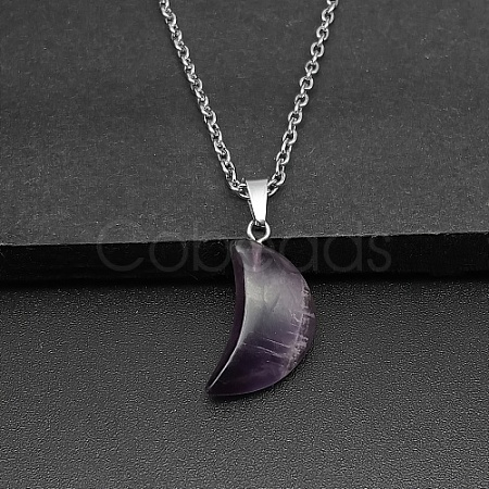 Moon Natural Amethyst Pendant Necklaces AK5365-3-1