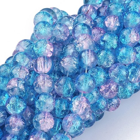 Spray Painted Crackle Glass Beads Strands CCG-Q001-8mm-19-1