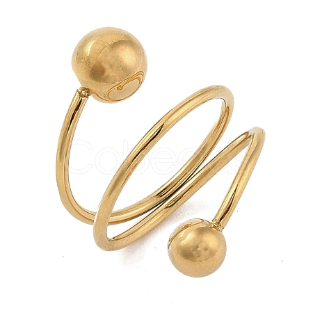Ion Plating(IP) 304 Stainless Steel Wire Wrap Spiral Cuff Rings for Women RJEW-G315-08A-G-1
