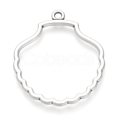 Tibetan Style Alloy Open Back Bezel Pendants X-TIBE-Q075-32AS-LF-1