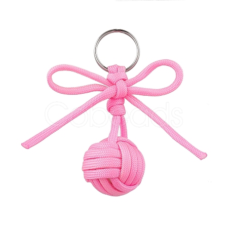 Polyester Braid Ball 304 Stainless Steel Keychains KEYC-JKC01117-02-1