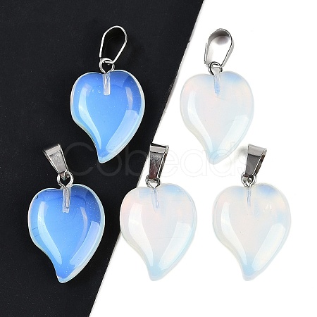 Opalite Heart Pendants G-H073-03P-16-1