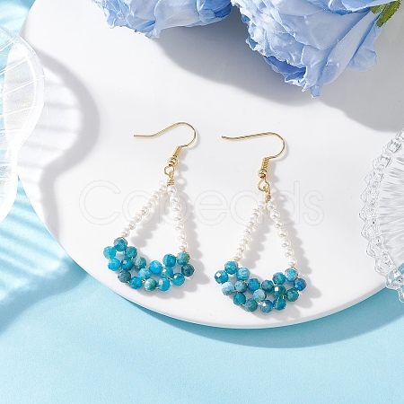 Natural Apatite Arch Dangle Earrings EJEW-TA00742-02-1