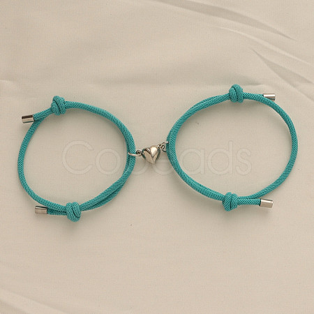 Alloy Heart-shaped Magnetic Braided Rope Bracelets for Couple Girlfriends WG59636-20-1