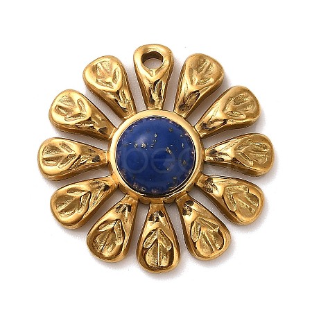 Dyed Natural Lapis Lazuli Flower Pendants STAS-R009-05G-02-1