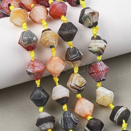 Natural Weathered Banded Agate Beads Strands GG-T001-04-1
