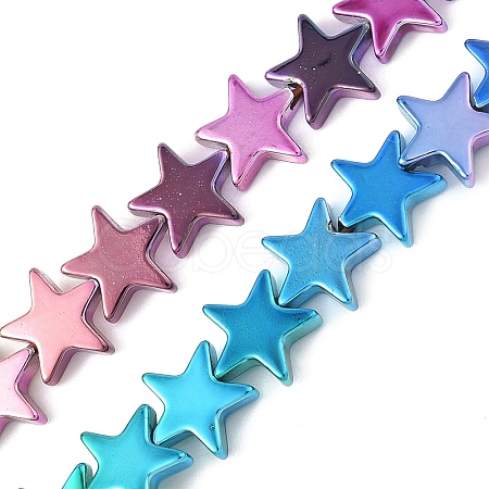 Gradient Color Electroplated Synthetic Non-magnetic Hematite Beads Strands G-A263-F01-02-1