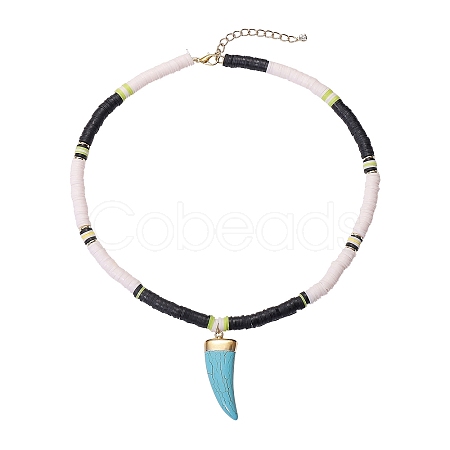 Handmade Polymer Clay Heishi Beads Pendant Necklaces X1-NJEW-JN02816-1