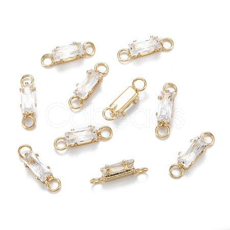 Brass Clear Cubic Zirconia Links Connectors ZIRC-G170-16G-1
